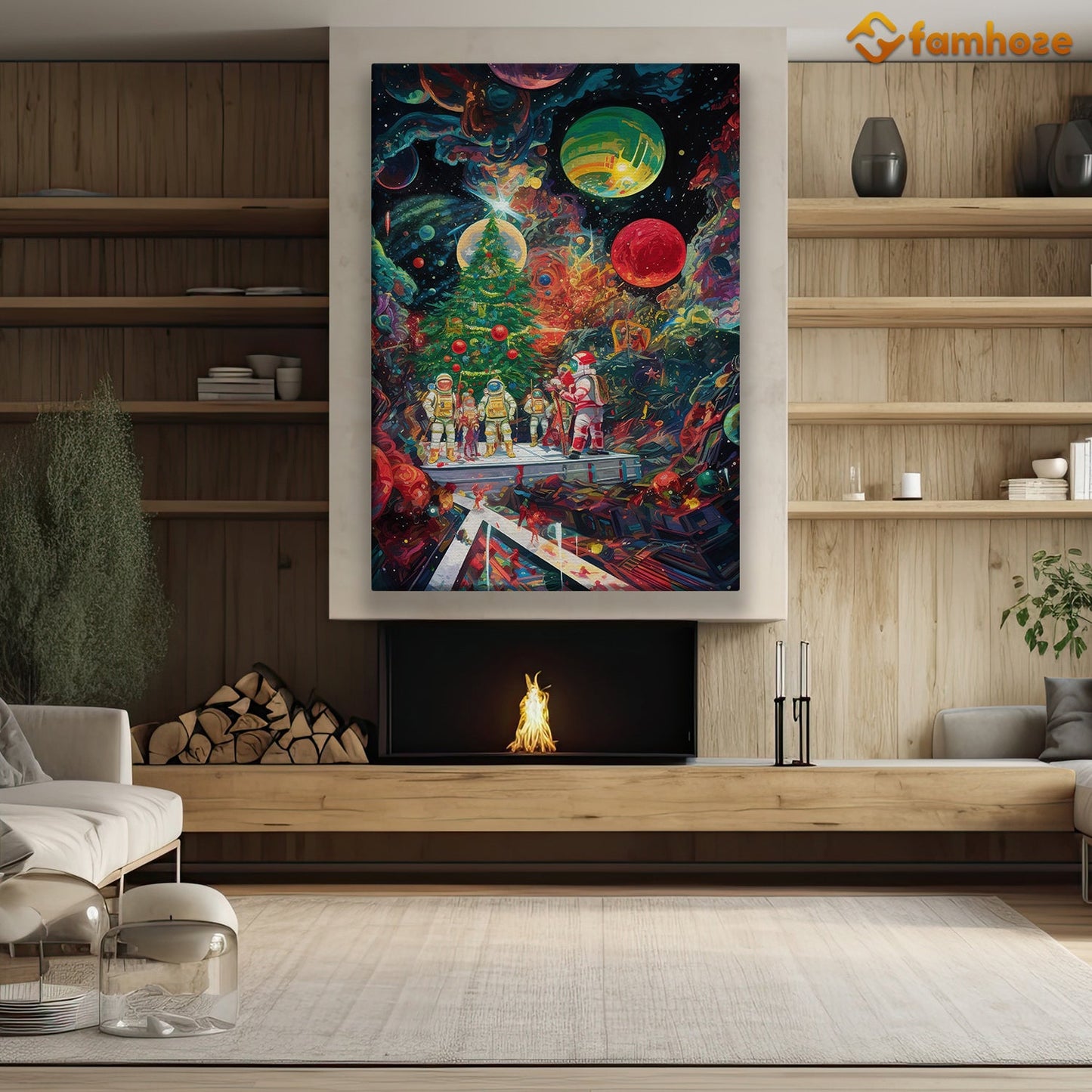 Galactic Odyssey Intergalactic Explorers on the Cosmic Frontier Christmas Canvas Painting, Xmas Wall Art Decor - Christmas Poster Gift