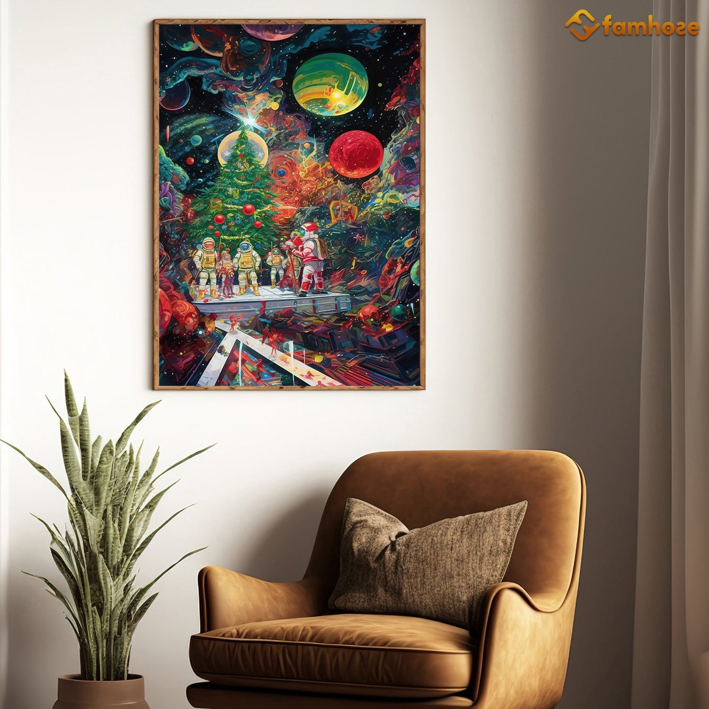 Galactic Odyssey Intergalactic Explorers on the Cosmic Frontier Christmas Canvas Painting, Xmas Wall Art Decor - Christmas Poster Gift