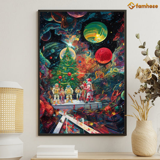 Galactic Odyssey Intergalactic Explorers on the Cosmic Frontier Christmas Canvas Painting, Xmas Wall Art Decor - Christmas Poster Gift
