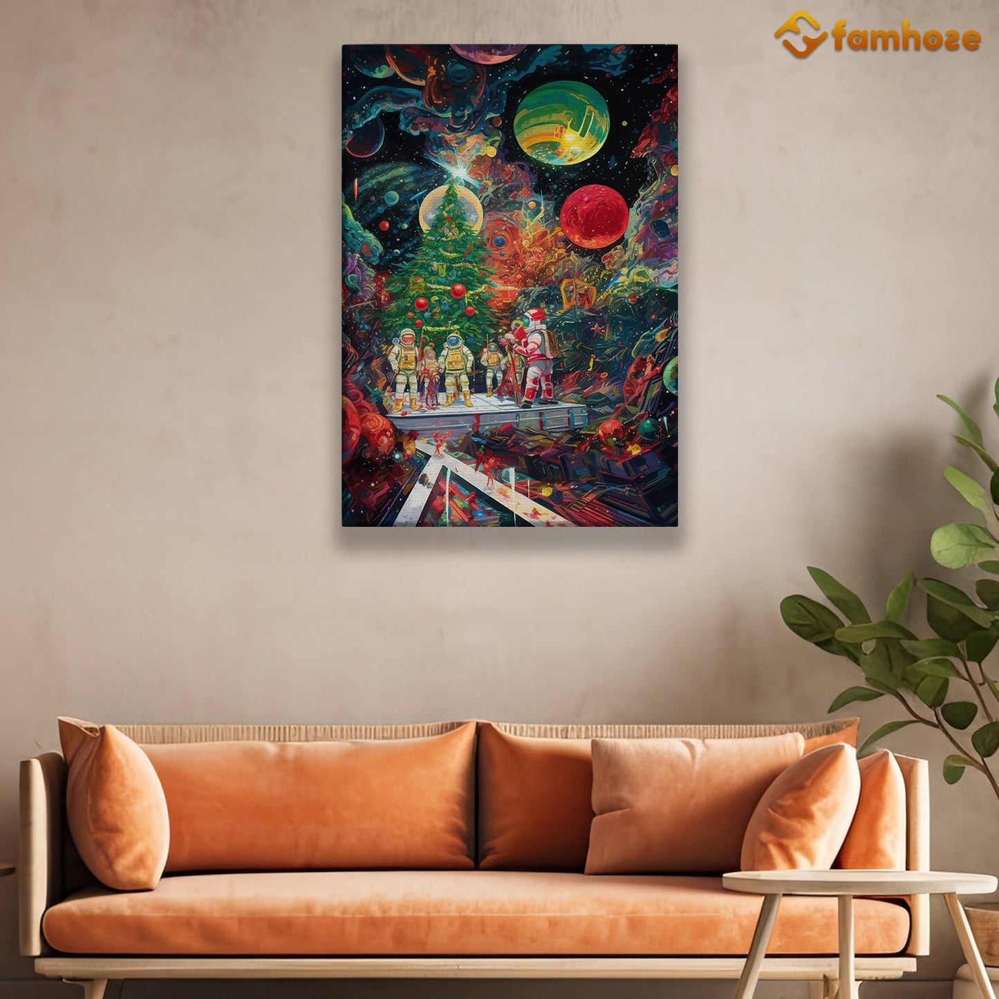 Galactic Odyssey Intergalactic Explorers on the Cosmic Frontier Christmas Canvas Painting, Xmas Wall Art Decor - Christmas Poster Gift