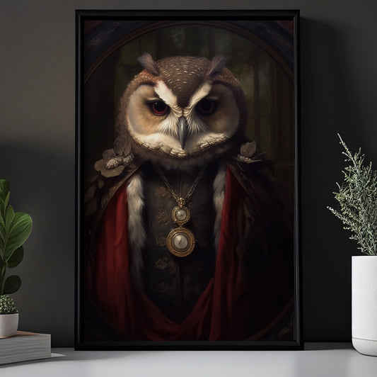 Earl Owl Gothic, Victorian Owl Canvas Painting, Victorian Animal Wall Art Decor - Dark Academia Owl Poster Gift