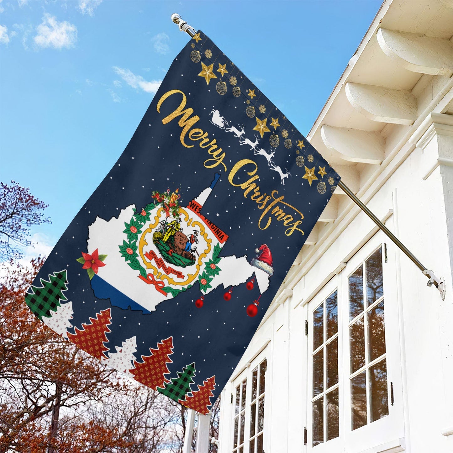 West Virginia Christmas Garden Flag & House Flag, Christmas Flag Gift For West Virginians