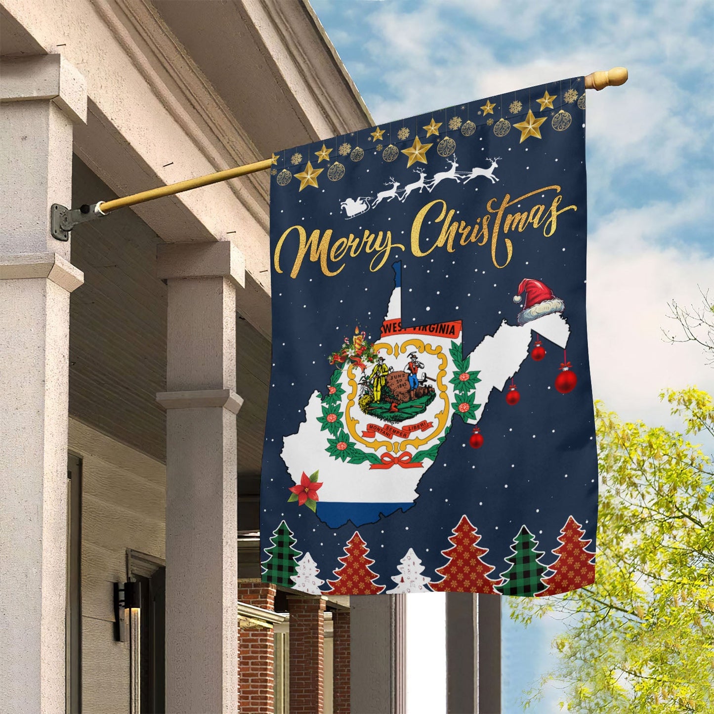 West Virginia Christmas Garden Flag & House Flag, Christmas Flag Gift For West Virginians