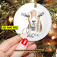 Christmas Goat Ornament, Cute Goat Alone Gift For Goat Lovers, Personalized Custom Circle Ceramic Ornament