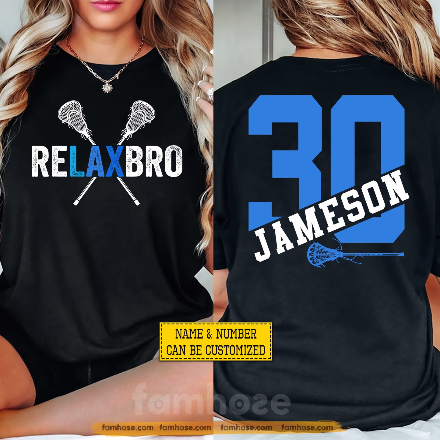 Funny Personalized Lacrosse Two-sided T-shirt, reLAX Bro Sport Tees Gift For Lacrosse Lover
