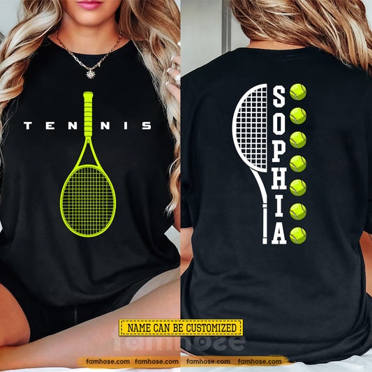 Personalized Tennis Two-sided T-shirt, Tennis Queen Custom Sport Tees Gift For Tennis Lovers