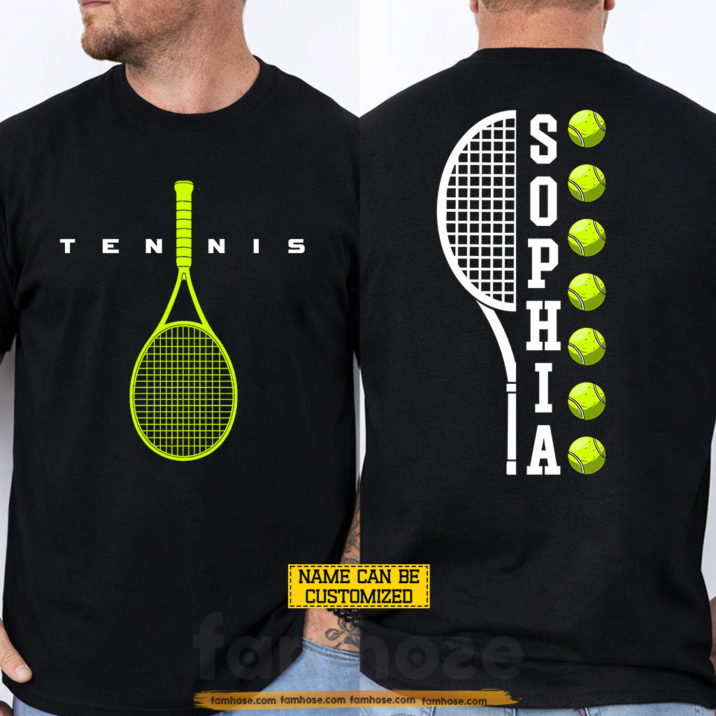 Personalized Tennis Two-sided T-shirt, Tennis Queen Custom Sport Tees Gift For Tennis Lovers
