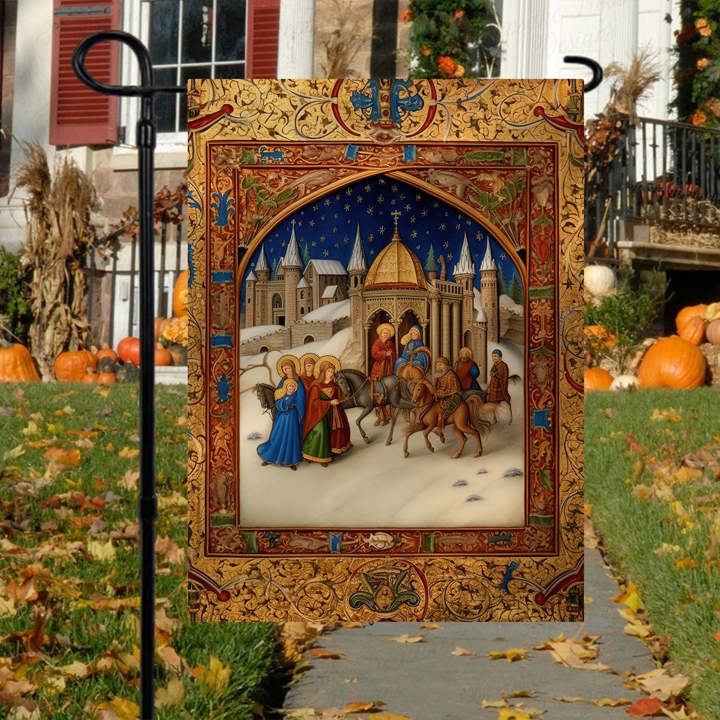 Bethlehem's Journey Xmas Garden Flag & House Flag, Nativity Religious Winter Christians Flag Gift