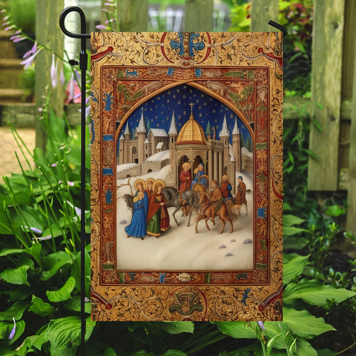 Bethlehem's Journey Xmas Garden Flag & House Flag, Nativity Religious Winter Christians Flag Gift