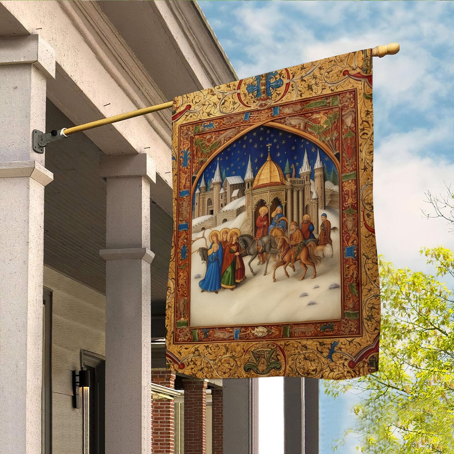 Bethlehem's Journey Xmas Garden Flag & House Flag, Nativity Religious Winter Christians Flag Gift