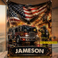 Personalized Firefighter Fleece Blanket, Where Heroes Run In Fire Woven Blanket, Sherpa Blanket Gift For Firefighters