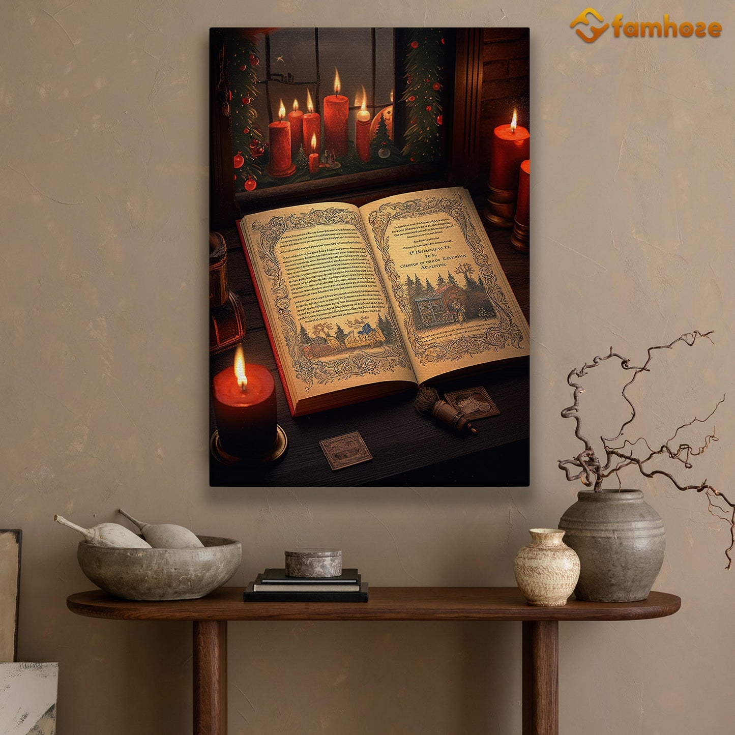 An Evening of Ancient Stories and Warm Candlelight Christmas Canvas Painting, Xmas Wall Art Decor - Christmas Poster Gift