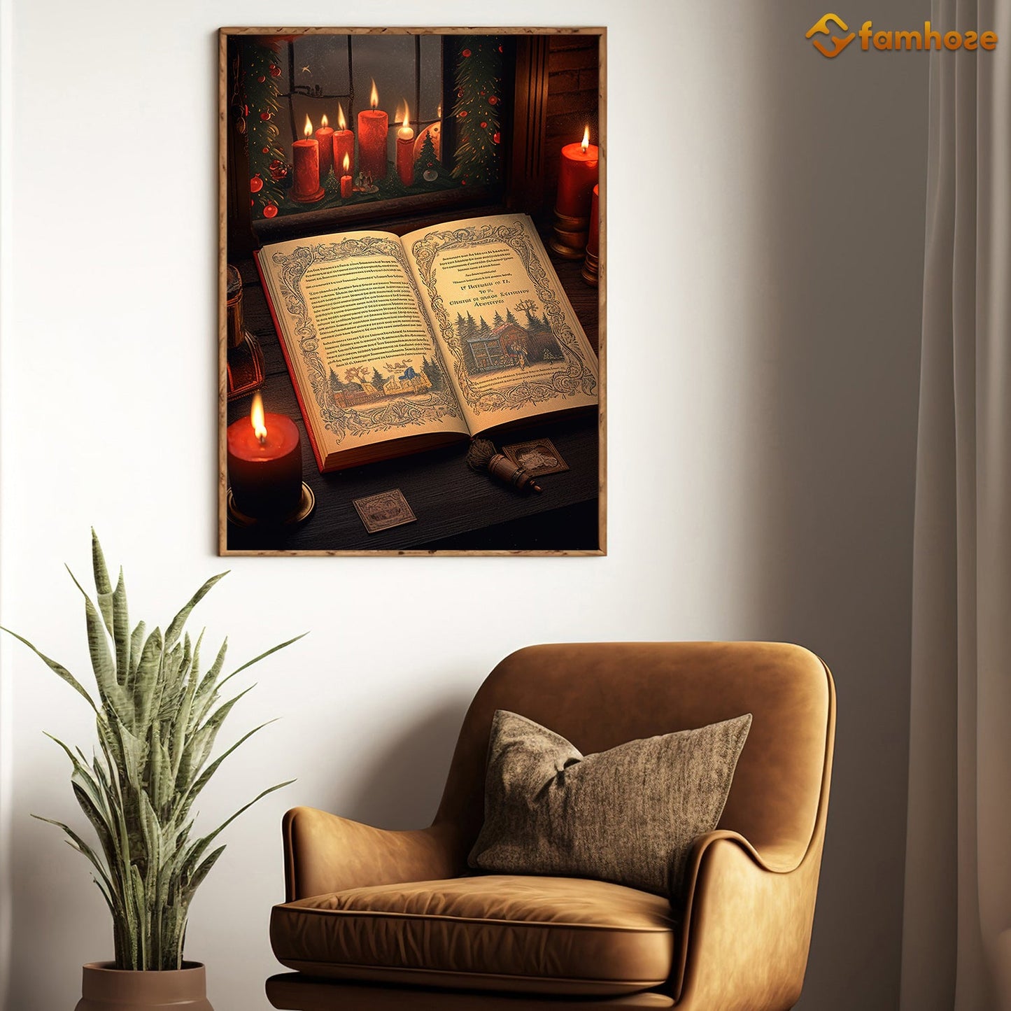 An Evening of Ancient Stories and Warm Candlelight Christmas Canvas Painting, Xmas Wall Art Decor - Christmas Poster Gift