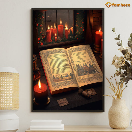 An Evening of Ancient Stories and Warm Candlelight Christmas Canvas Painting, Xmas Wall Art Decor - Christmas Poster Gift