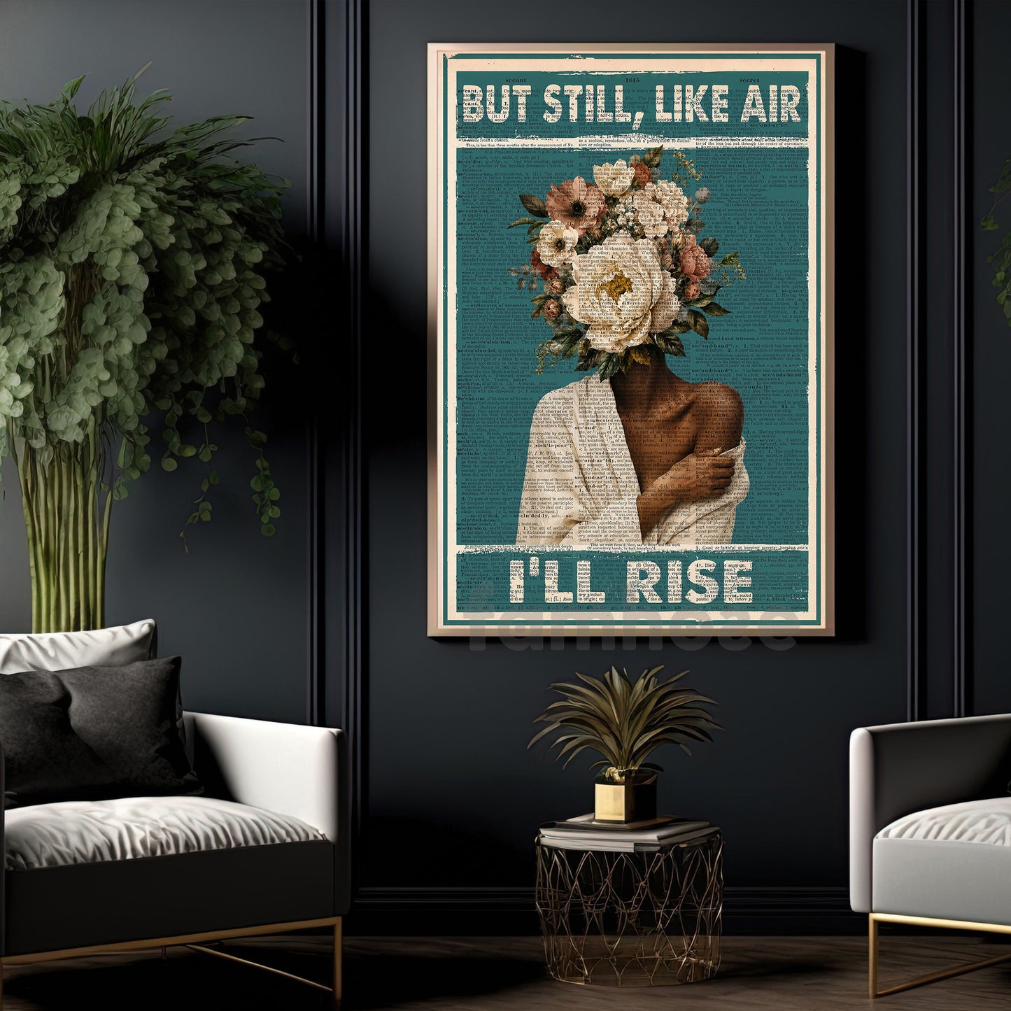 Black Woman Canvas Painting, But Still Like Air I'll Rise Wall Art Decor, Poster Gift For Black Woman