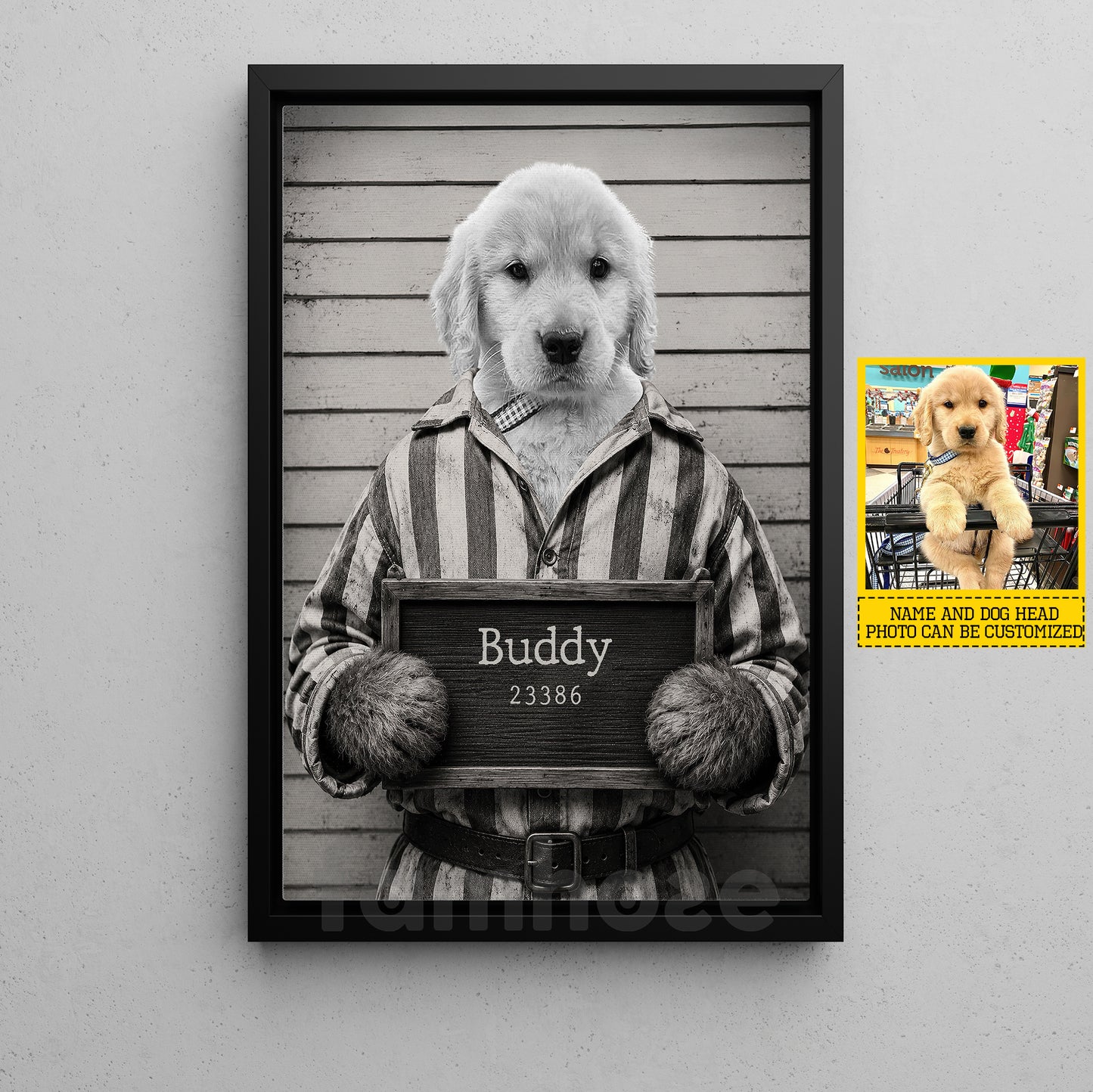 Funny Personalized Dog Canvas Painting, Wanted For Being Too Cute Wall Art Decor, Poster Gift For Dog Lovers