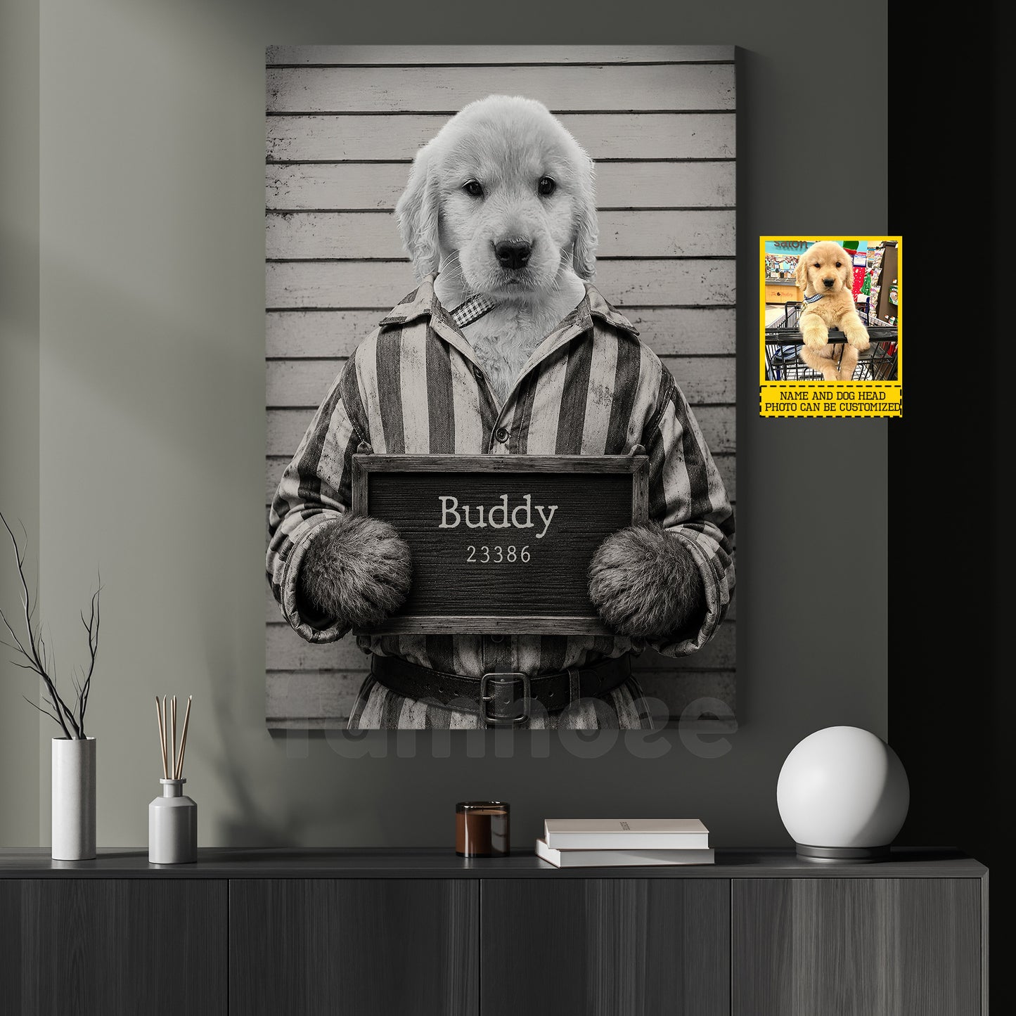 Funny Personalized Dog Canvas Painting, Wanted For Being Too Cute Wall Art Decor, Poster Gift For Dog Lovers