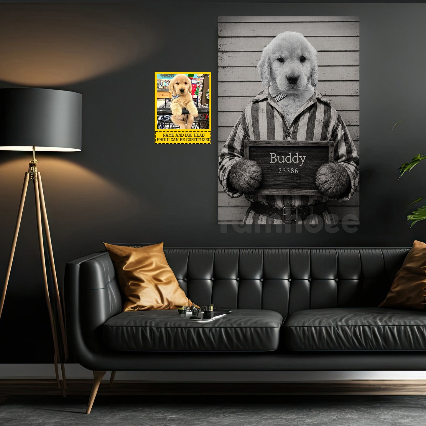 Funny Personalized Dog Canvas Painting, Wanted For Being Too Cute Wall Art Decor, Poster Gift For Dog Lovers