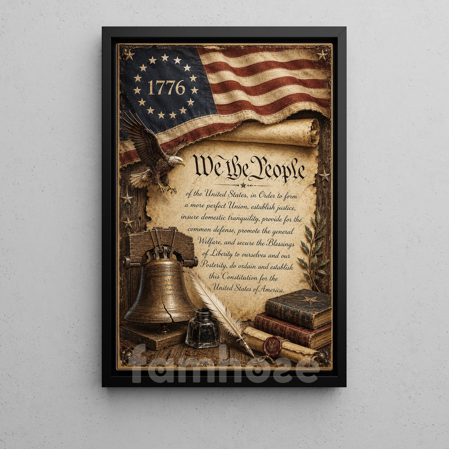 July 4th USA 250 Anniversary Canvas Painting, 1776 We The People Wall Art Decor, Poster Independence Day Gift For American Lover
