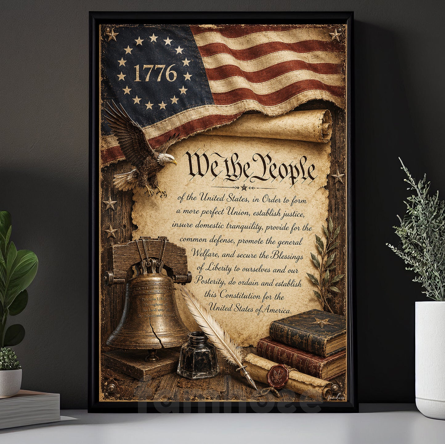 July 4th USA 250 Anniversary Canvas Painting, 1776 We The People Wall Art Decor, Poster Independence Day Gift For American Lover