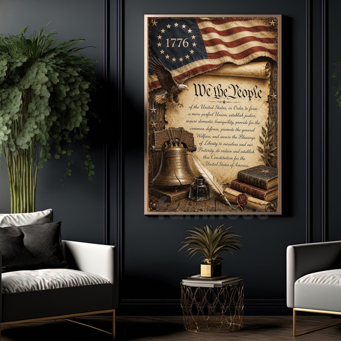 July 4th USA 250 Anniversary Canvas Painting, 1776 We The People Wall Art Decor, Poster Independence Day Gift For American Lover