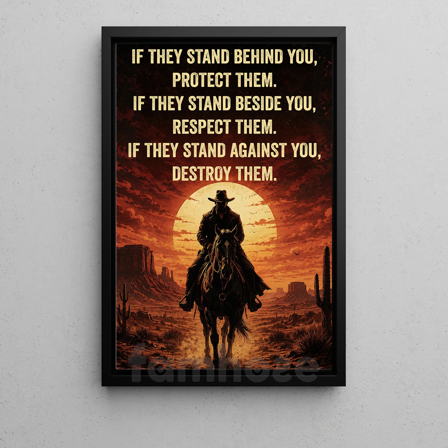 Cowboy Canvas Painting, If They Stand Behind You Protect Them Wall Art Decor, Poster Gift For Cowboys