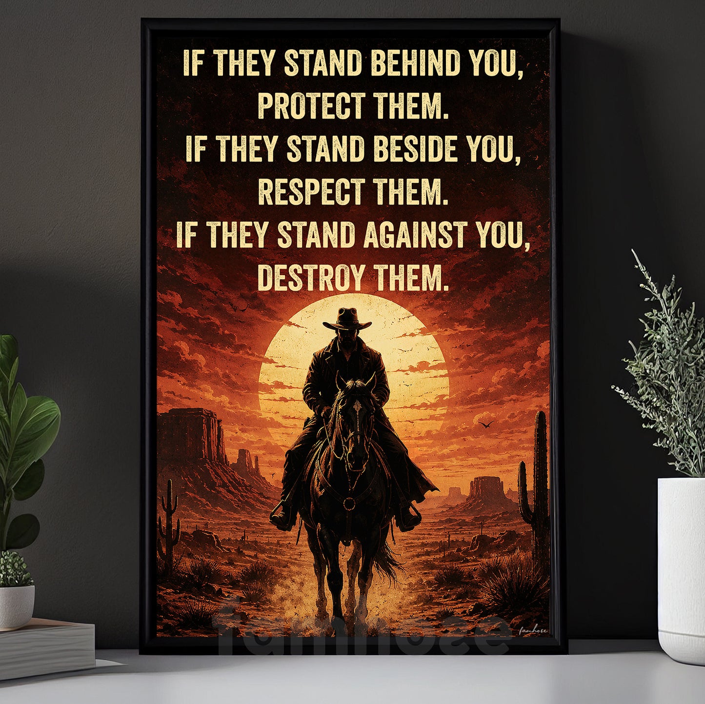 Cowboy Canvas Painting, If They Stand Behind You Protect Them Wall Art Decor, Poster Gift For Cowboys