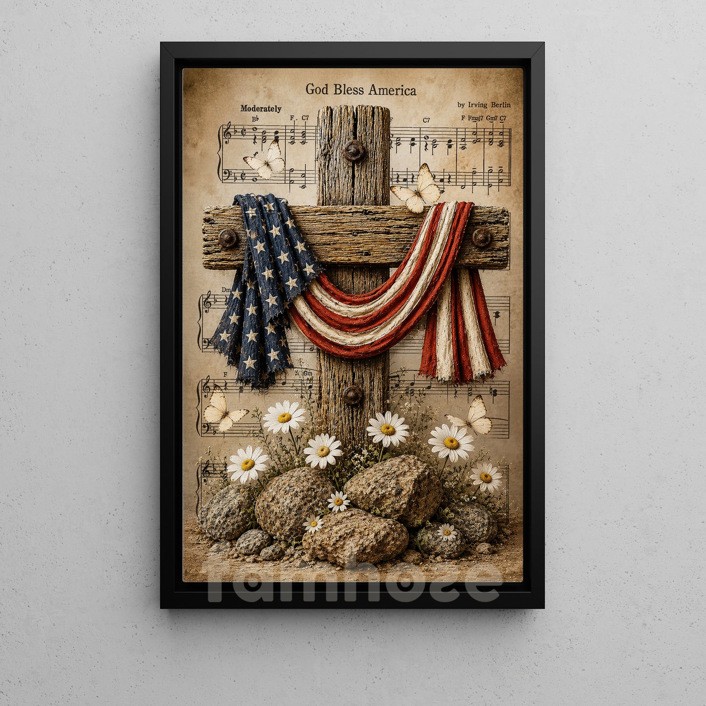 July 4th Jesus Canvas Painting, God Bless America Wall Art Decor, Poster Independence Day Gift For Christian