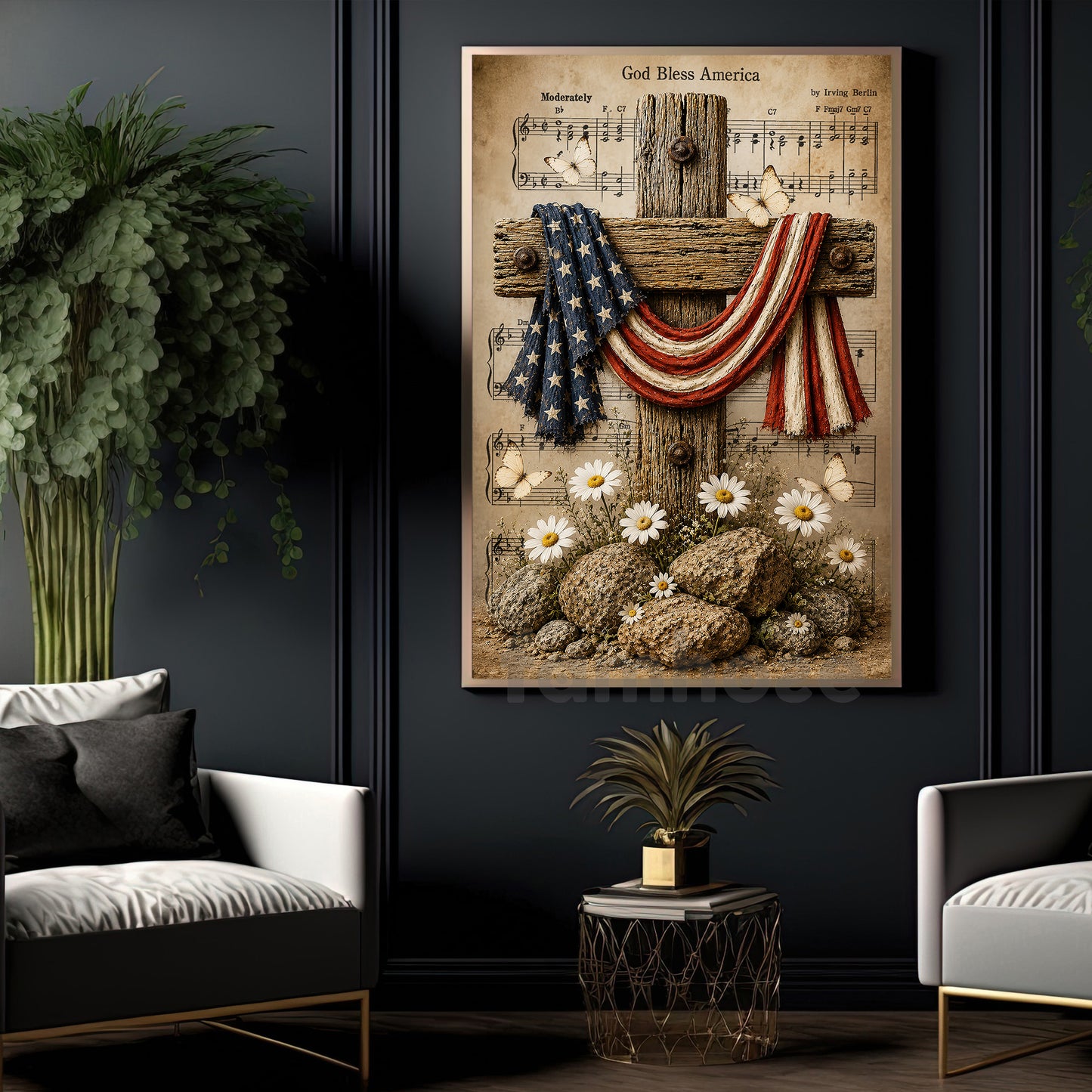 July 4th Jesus Canvas Painting, God Bless America Wall Art Decor, Poster Independence Day Gift For Christian