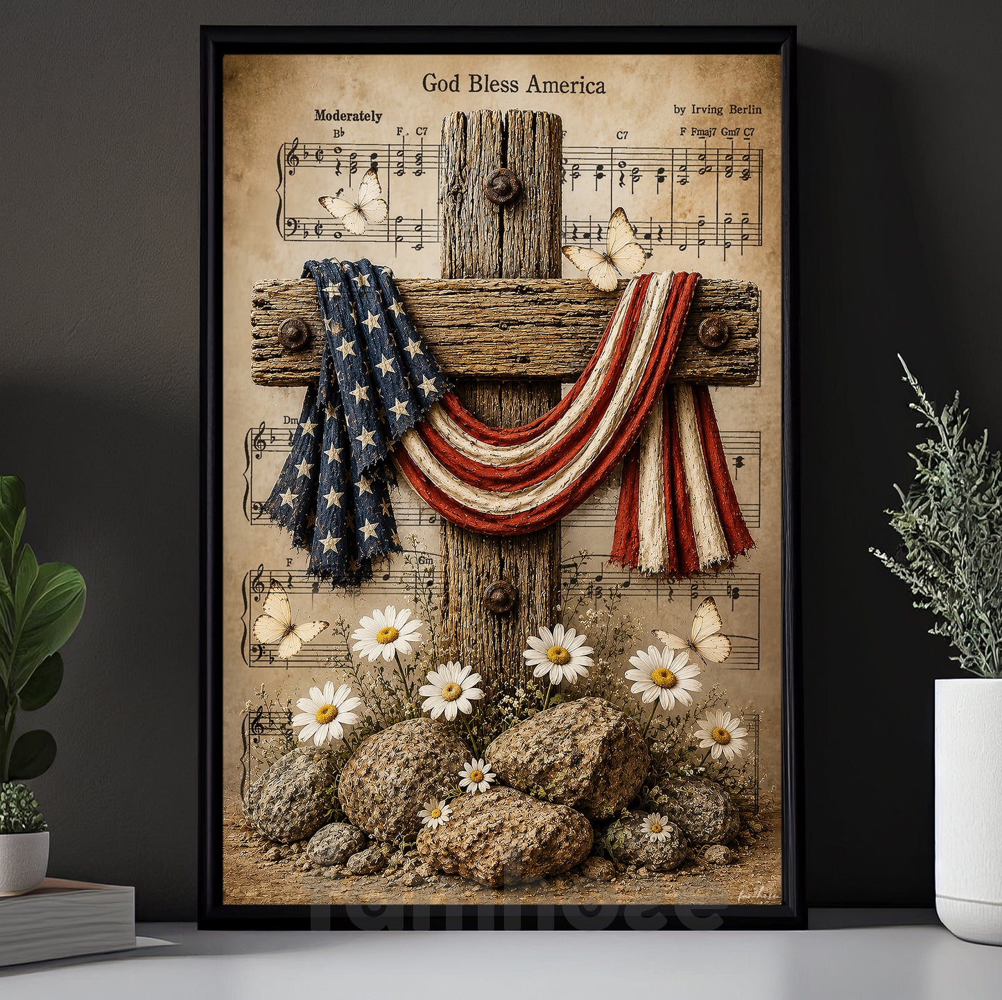 July 4th Jesus Canvas Painting, God Bless America Wall Art Decor, Poster Independence Day Gift For Christian