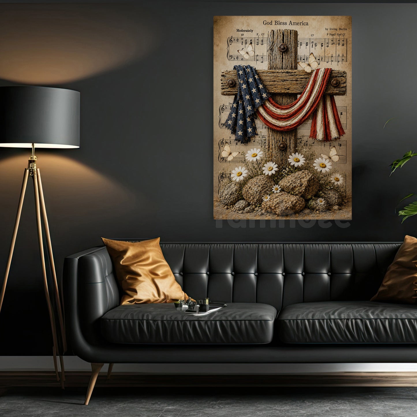 July 4th Jesus Canvas Painting, God Bless America Wall Art Decor, Poster Independence Day Gift For Christian
