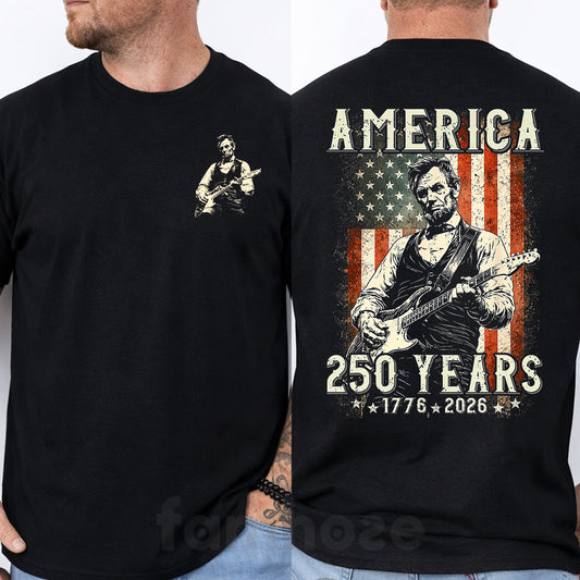 July 4th Abraham Lincoln USA 250 Anniversary Two-sided T-shirt, America 250 Years 1776 - 2026 Tees Independence Day Gift For American Lover