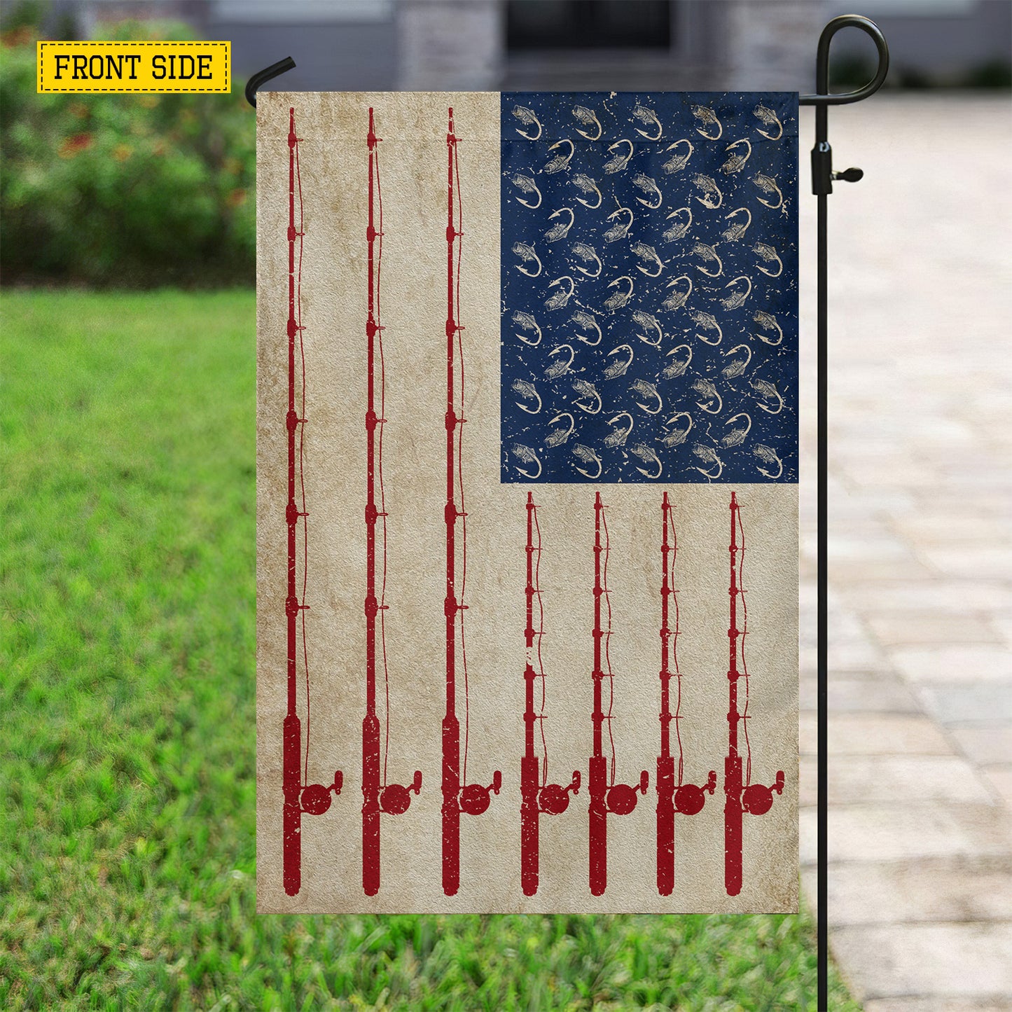 July 4th Fishing USA Garden Flag & House Flag, Cast Lines Not Limits Patriotic Fishing Outdoor Decor, Independence Day Yard Flag Gift For Fishing Lover