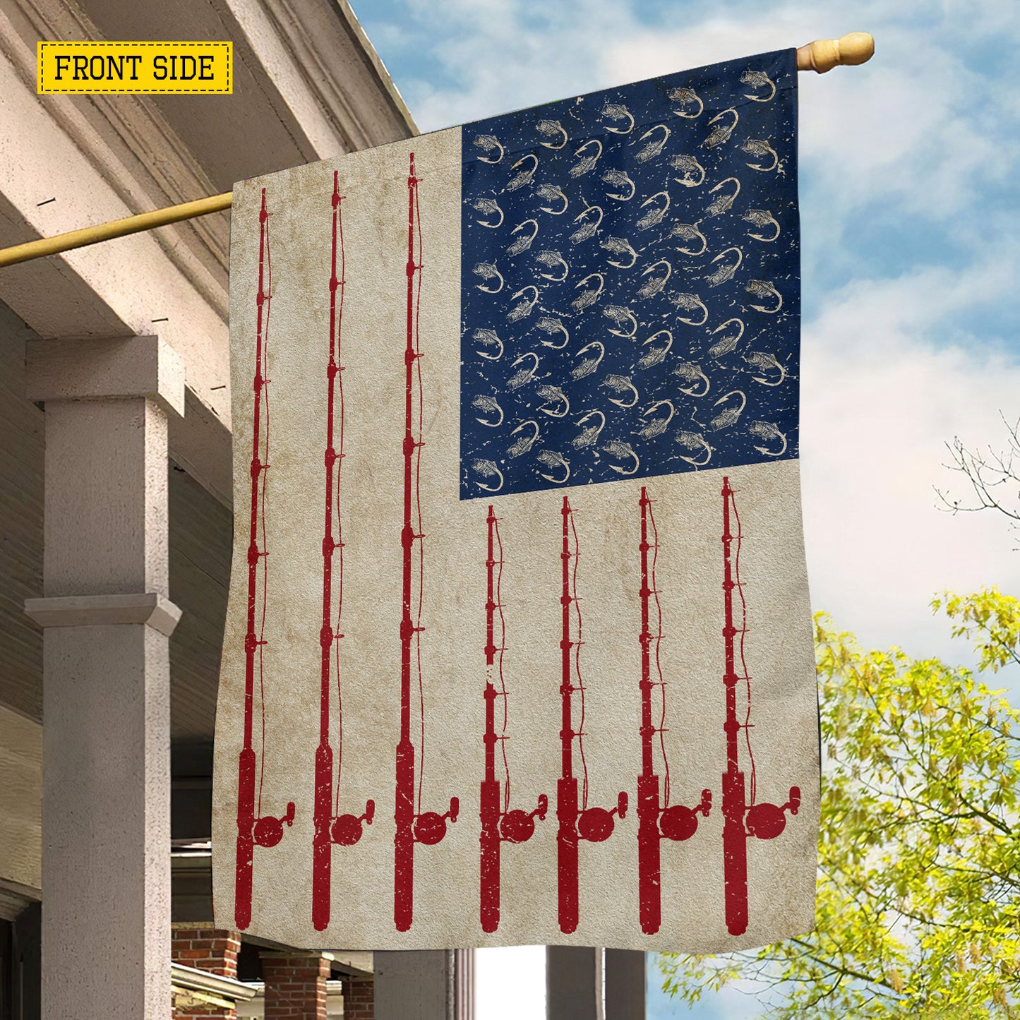 July 4th Fishing USA Garden Flag & House Flag, Cast Lines Not Limits Patriotic Fishing Outdoor Decor, Independence Day Yard Flag Gift For Fishing Lover