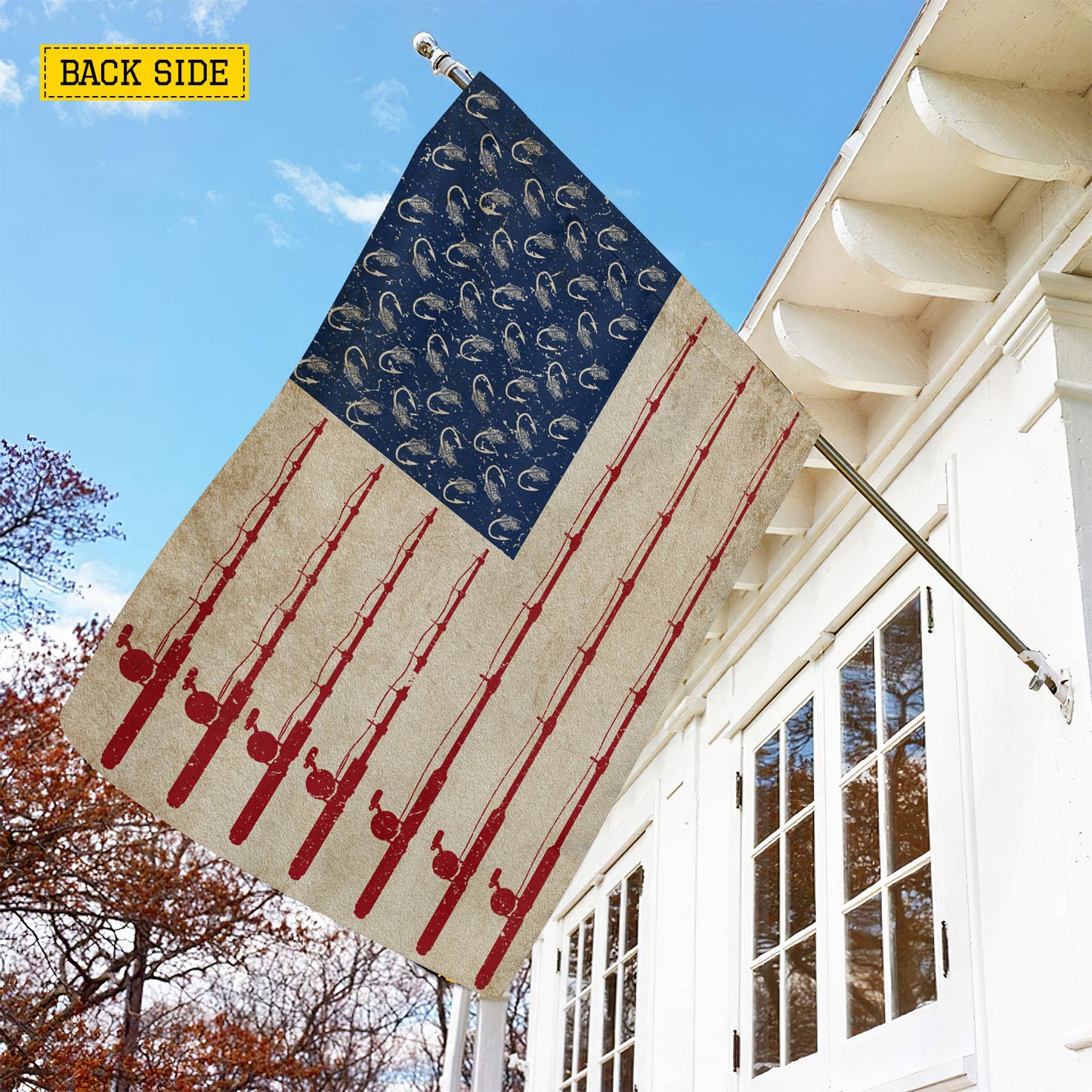 July 4th Fishing USA Garden Flag & House Flag, Cast Lines Not Limits Patriotic Fishing Outdoor Decor, Independence Day Yard Flag Gift For Fishing Lover