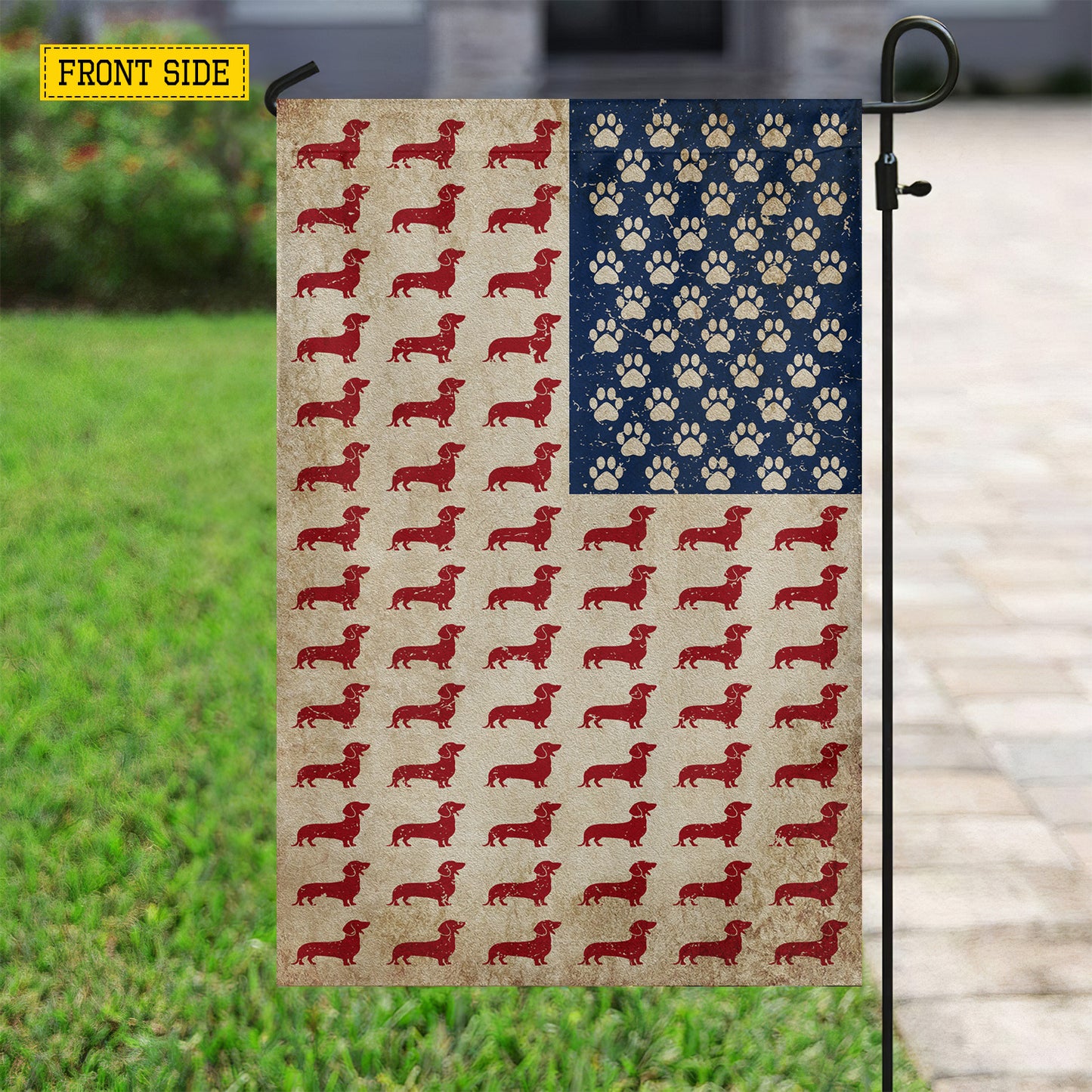 July 4th Dachshund Dog USA Garden Flag & House Flag, Dachshund American Outdoor Decor, Independence Day Yard Flag Gift For Dachshund Lover
