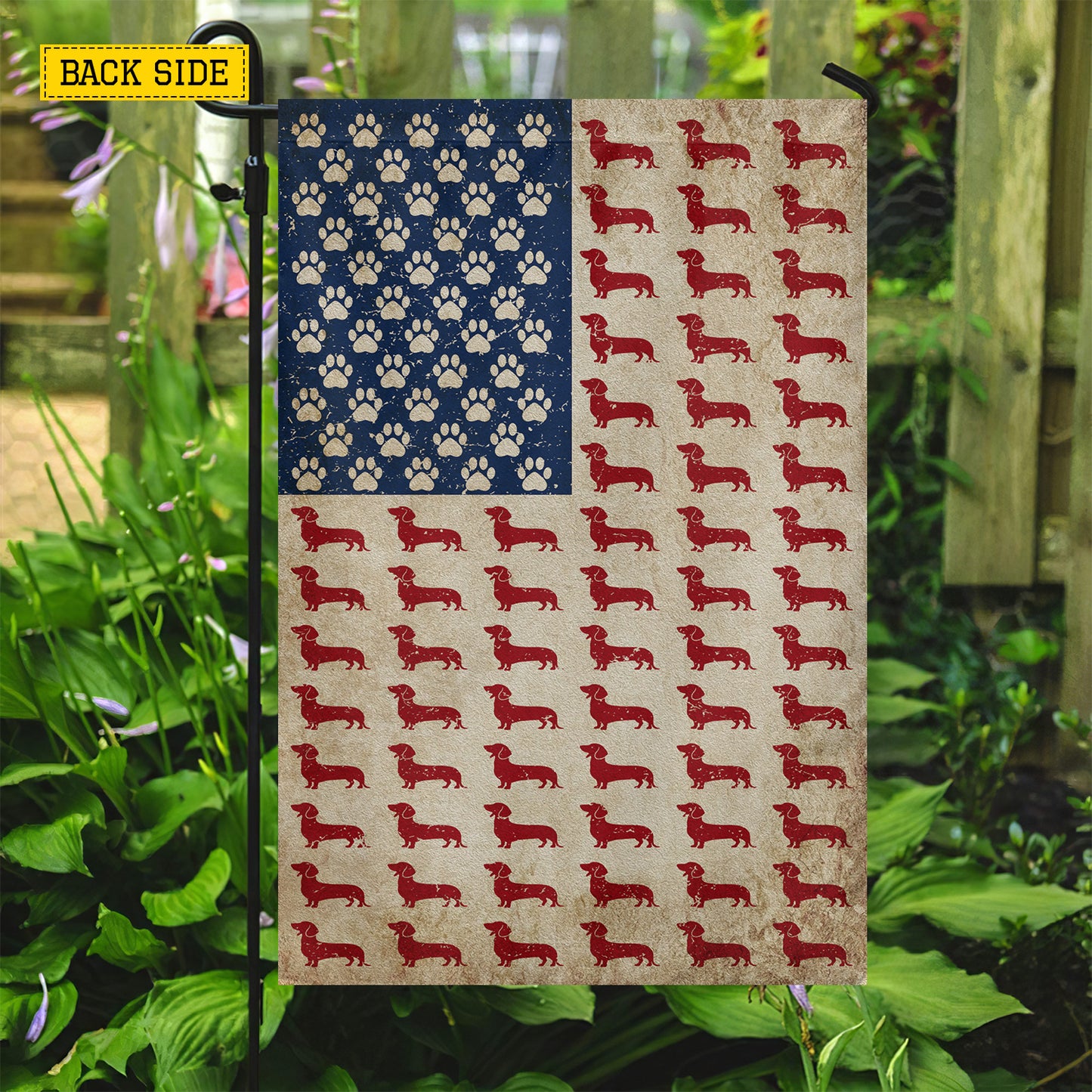 July 4th Dachshund Dog USA Garden Flag & House Flag, Dachshund American Outdoor Decor, Independence Day Yard Flag Gift For Dachshund Lover