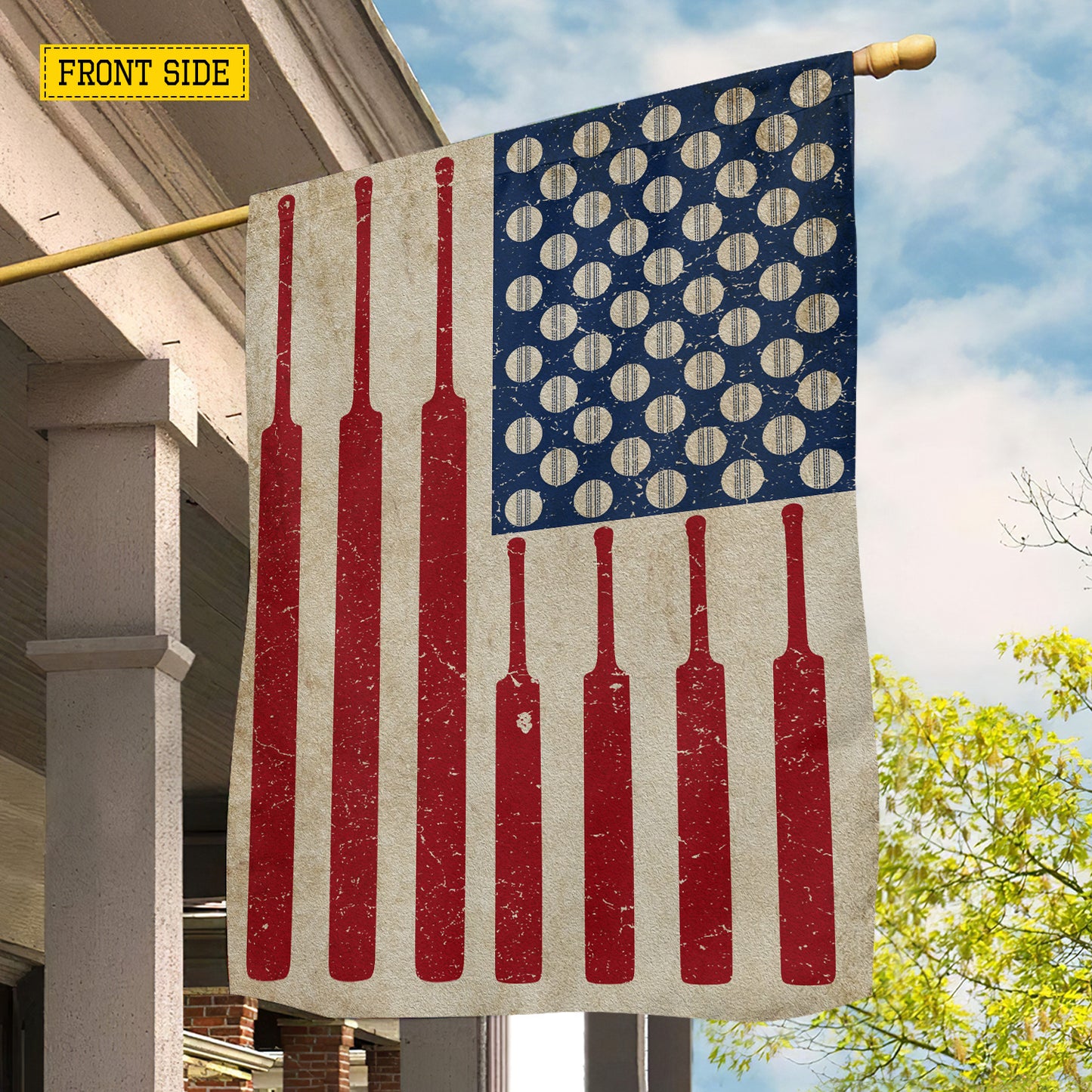 July 4th Cricket USA Garden Flag & House Flag, Stars Stripes And Cricket Swings Outdoor Decor, Independence Day Yard Flag Gift For Cricket Lover
