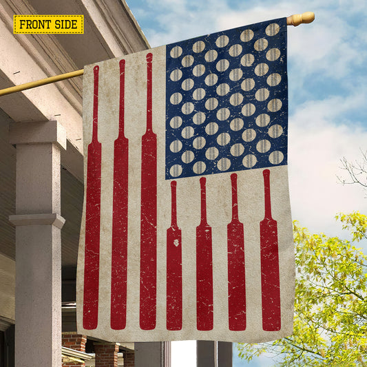 July 4th Cricket USA Garden Flag & House Flag, Stars Stripes And Cricket Swings Outdoor Decor, Independence Day Yard Flag Gift For Cricket Lover