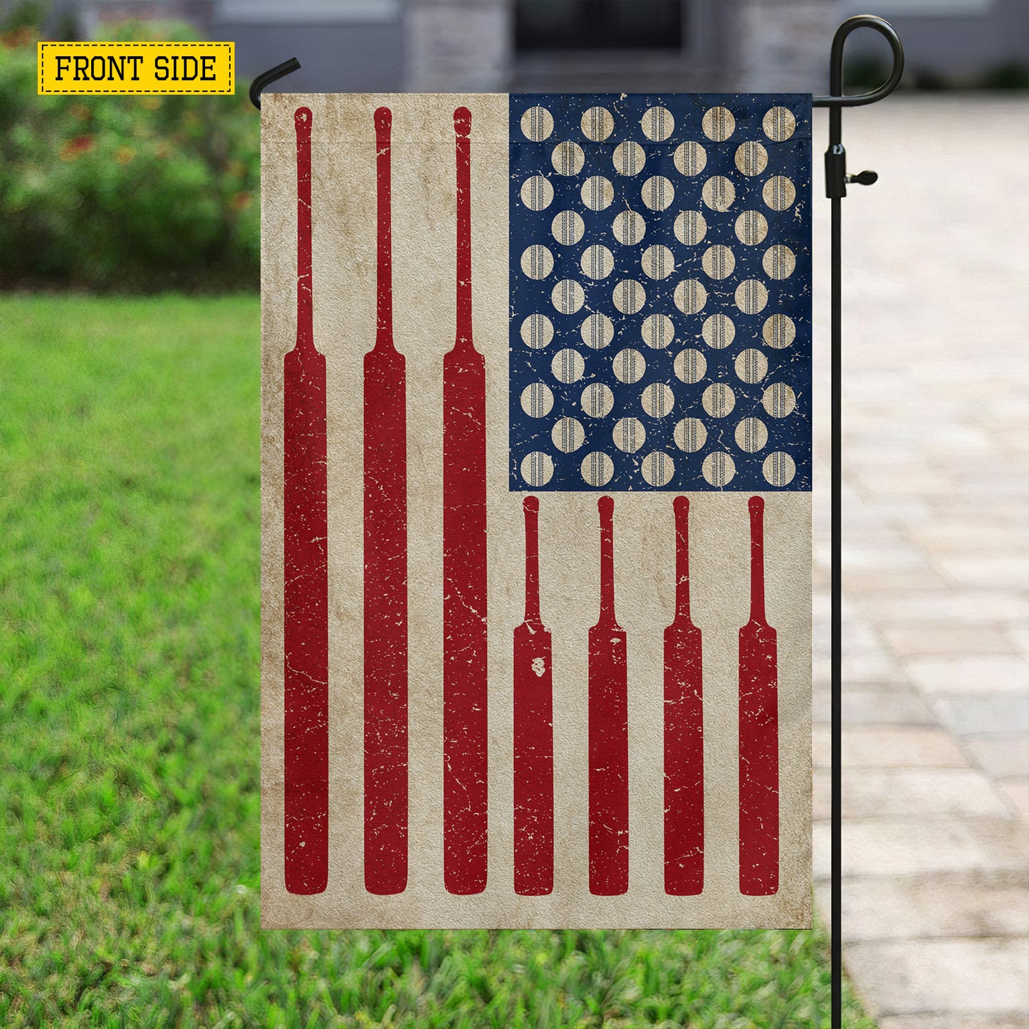 July 4th Cricket USA Garden Flag & House Flag, Stars Stripes And Cricket Swings Outdoor Decor, Independence Day Yard Flag Gift For Cricket Lover