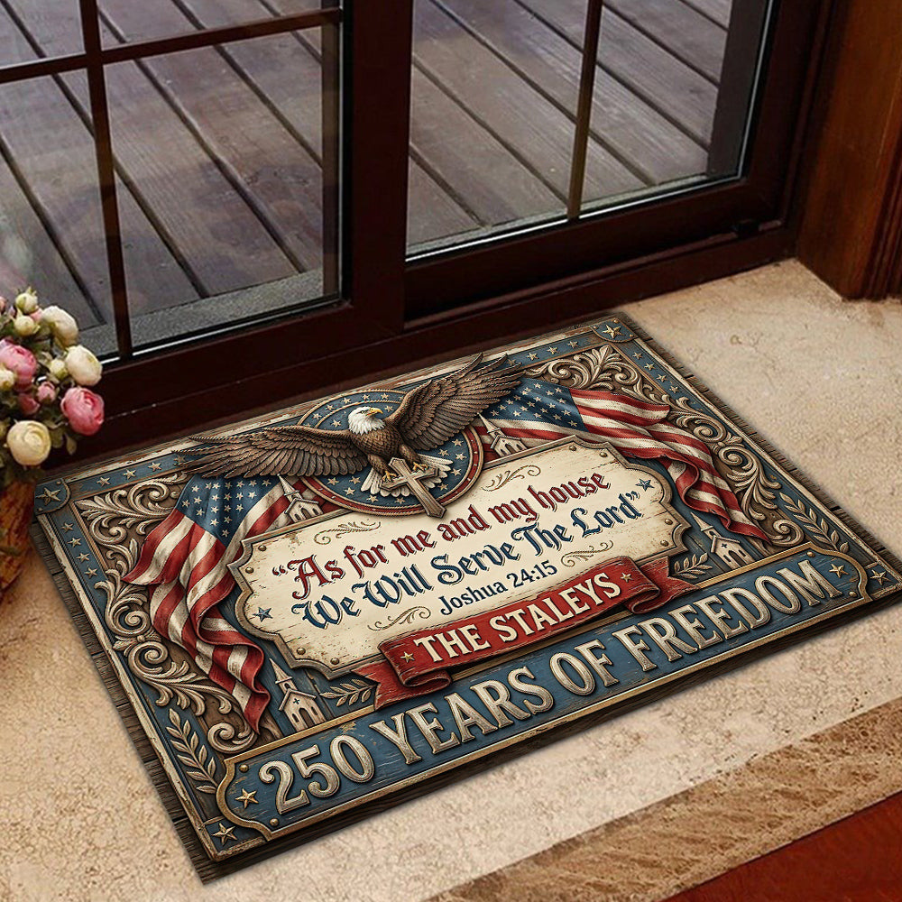 July 4th USA 250 Anniversary Jesus Doormat, As For Me And My House Patriotic Doormat For Home Decor Housewarming Gift Welcome Mat Independence Day Gift For Christian