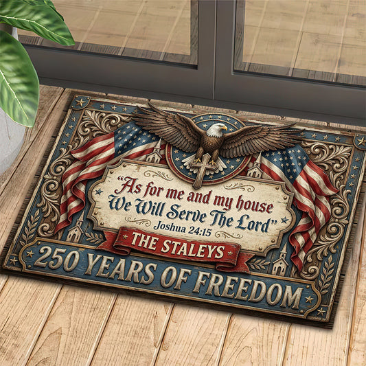 July 4th USA 250 Anniversary Jesus Doormat, As For Me And My House Patriotic Doormat For Home Decor Housewarming Gift Welcome Mat Independence Day Gift For Christian