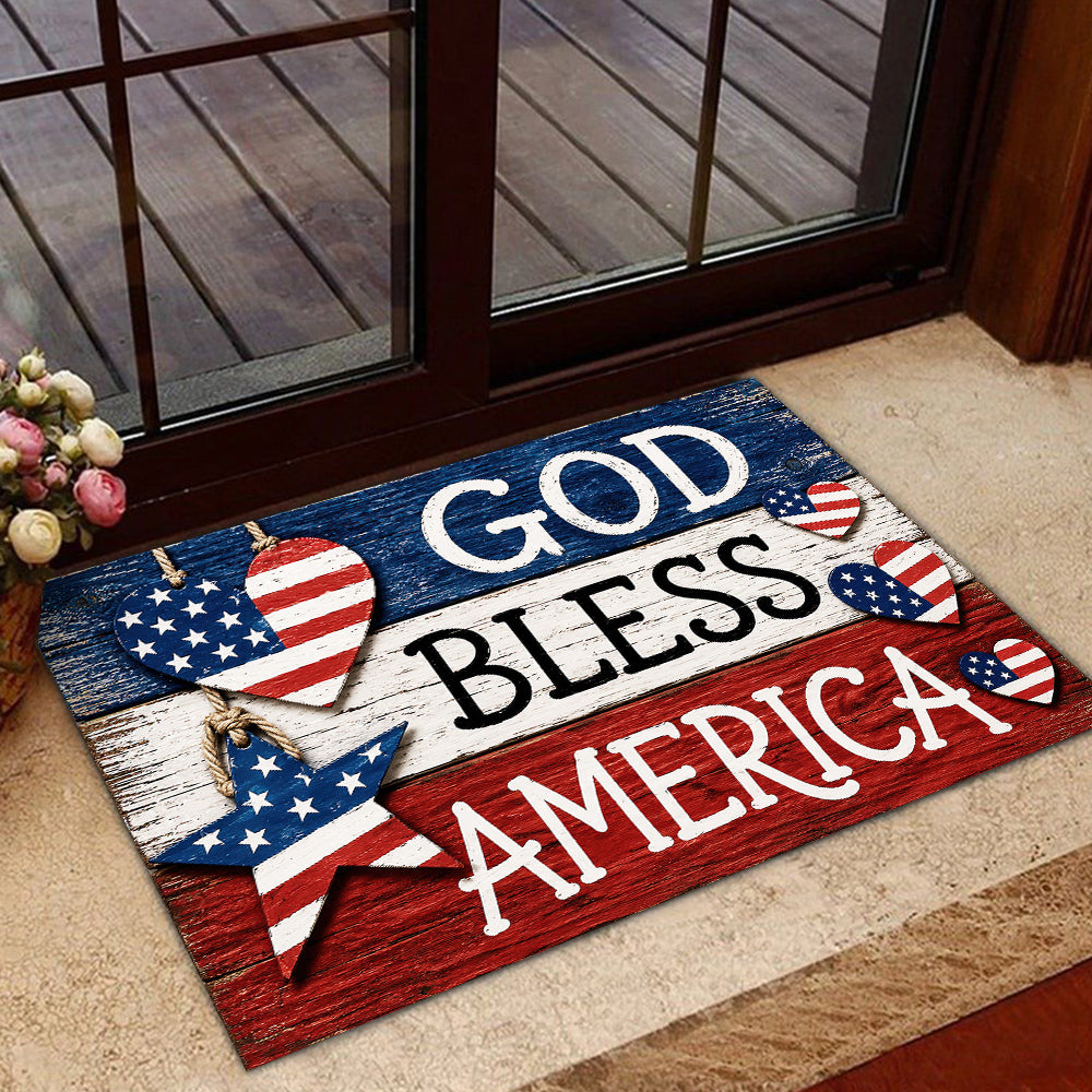 July 4th USA 250 Anniversary Jesus Doormat, God Bless America Patriotic Doormat For Home Decor Housewarming Gift Welcome Mat Independence Day Gift For Christian
