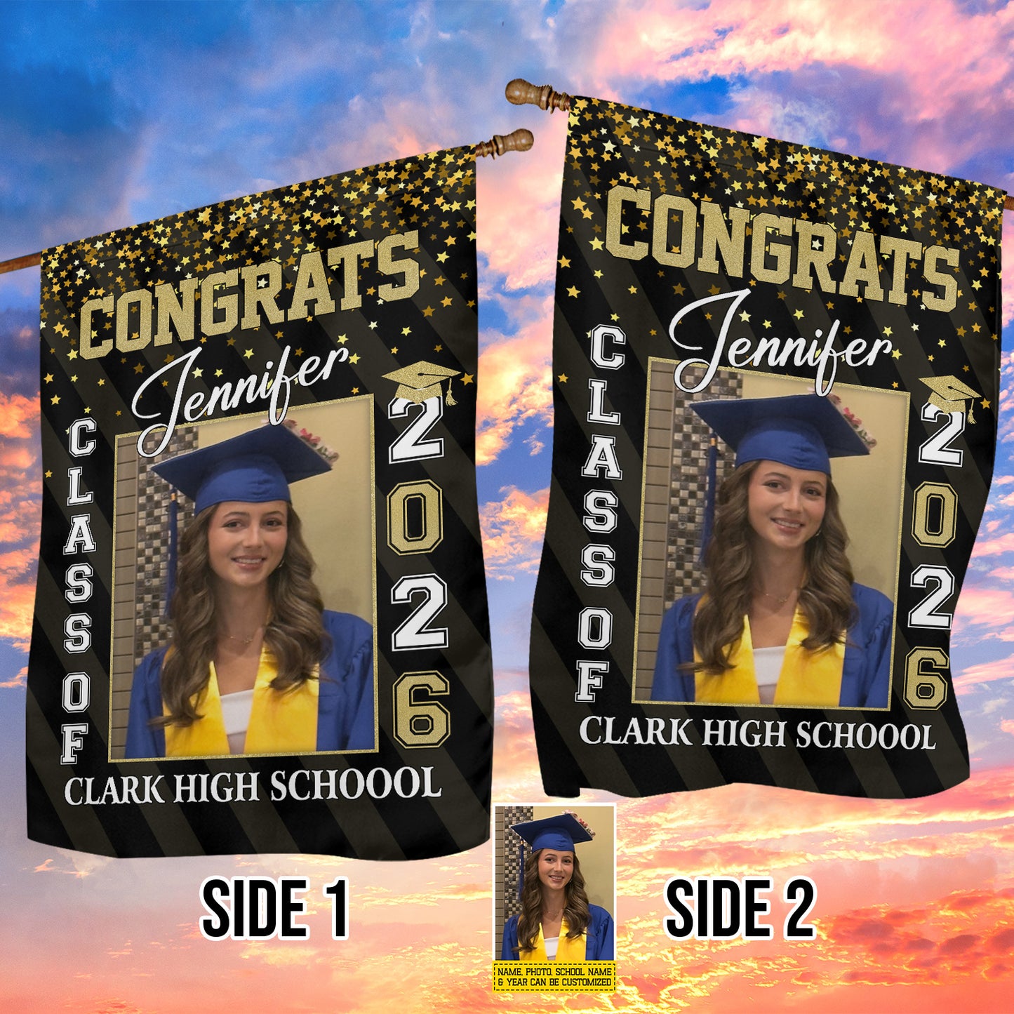 Gratuation Garden Flag & House Flag, Graduation Memories Outdoor Decor, Yard Flag Senior Gift For Graduate