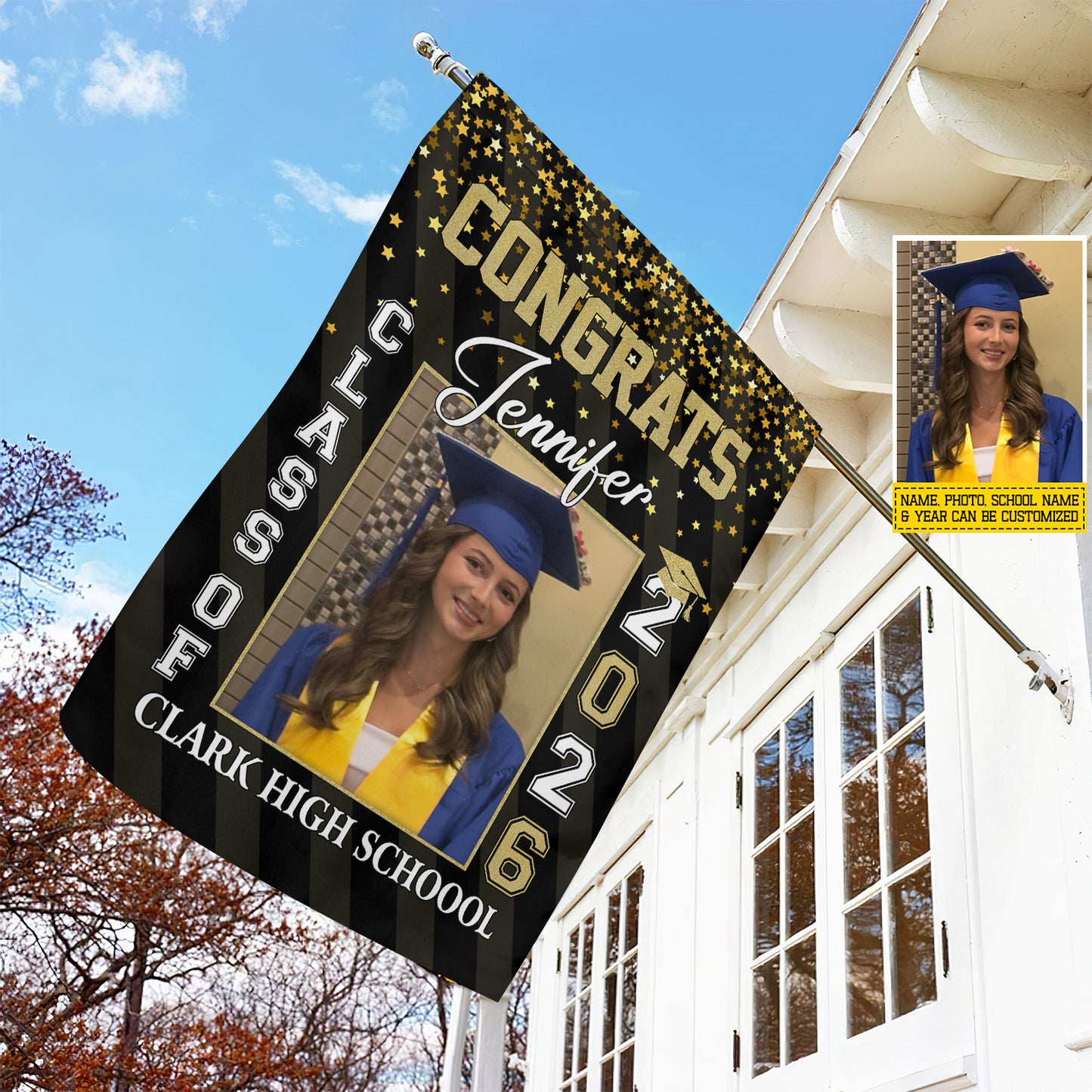 Gratuation Garden Flag & House Flag, Graduation Memories Outdoor Decor, Yard Flag Senior Gift For Graduate