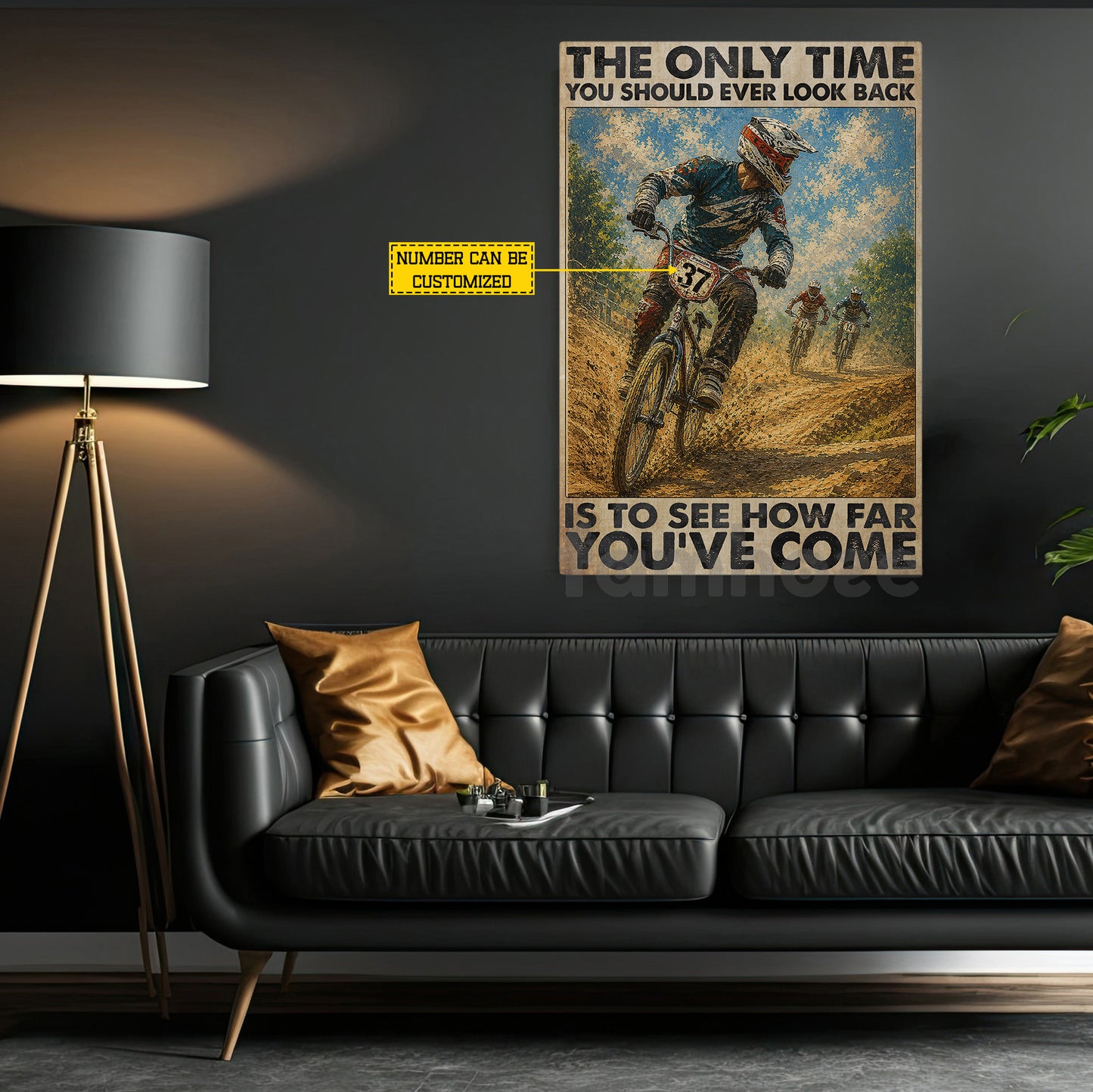 Personalized BMX Racing Canvas Painting, The Only Time You Should Ever Look Back Wall Art Decor, Poster Gift For BMX Racing Lover