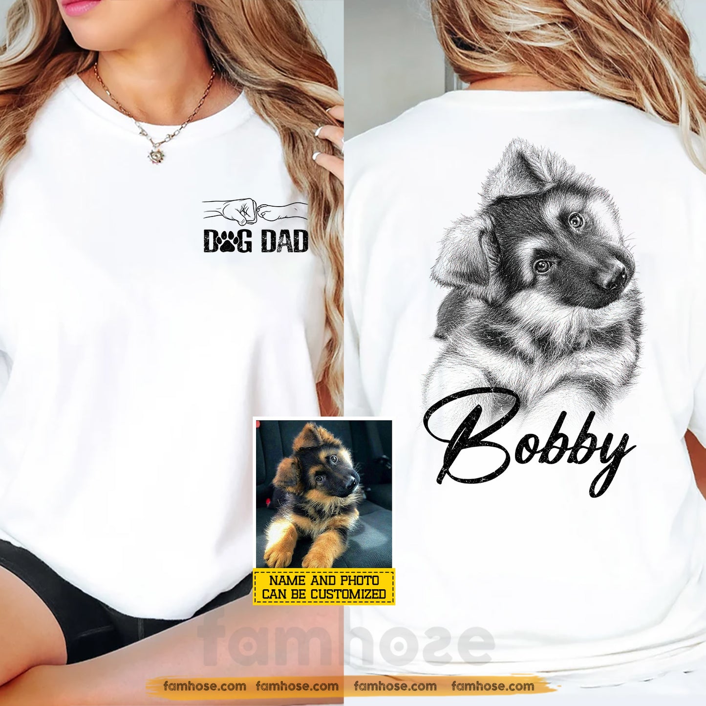 Personalized Dog Dad Two-sided T-shirt, Fist Bump With My Best Friend Tees Father's Day Gift For Dog Lovers