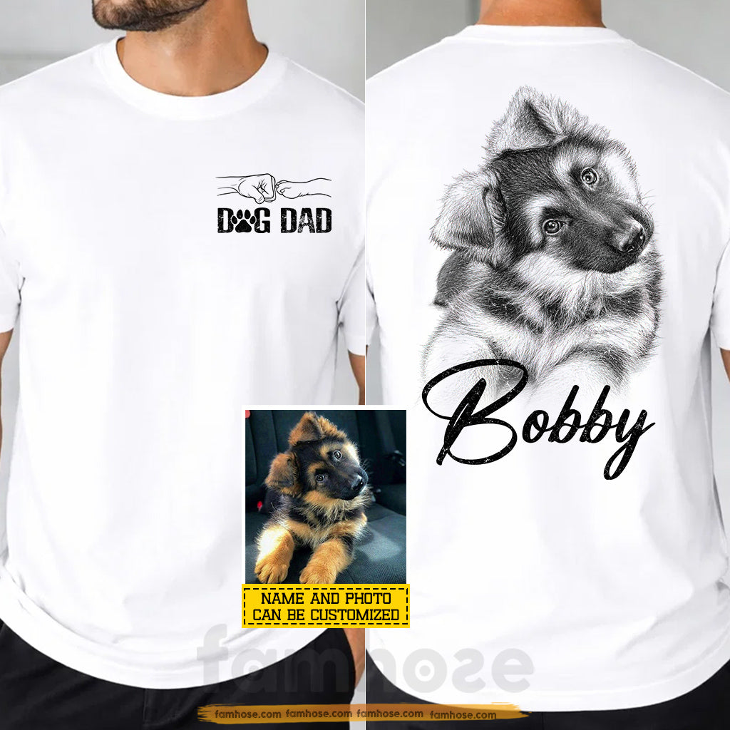 Personalized Dog Dad Two-sided T-shirt, Fist Bump With My Best Friend Tees Father's Day Gift For Dog Lovers