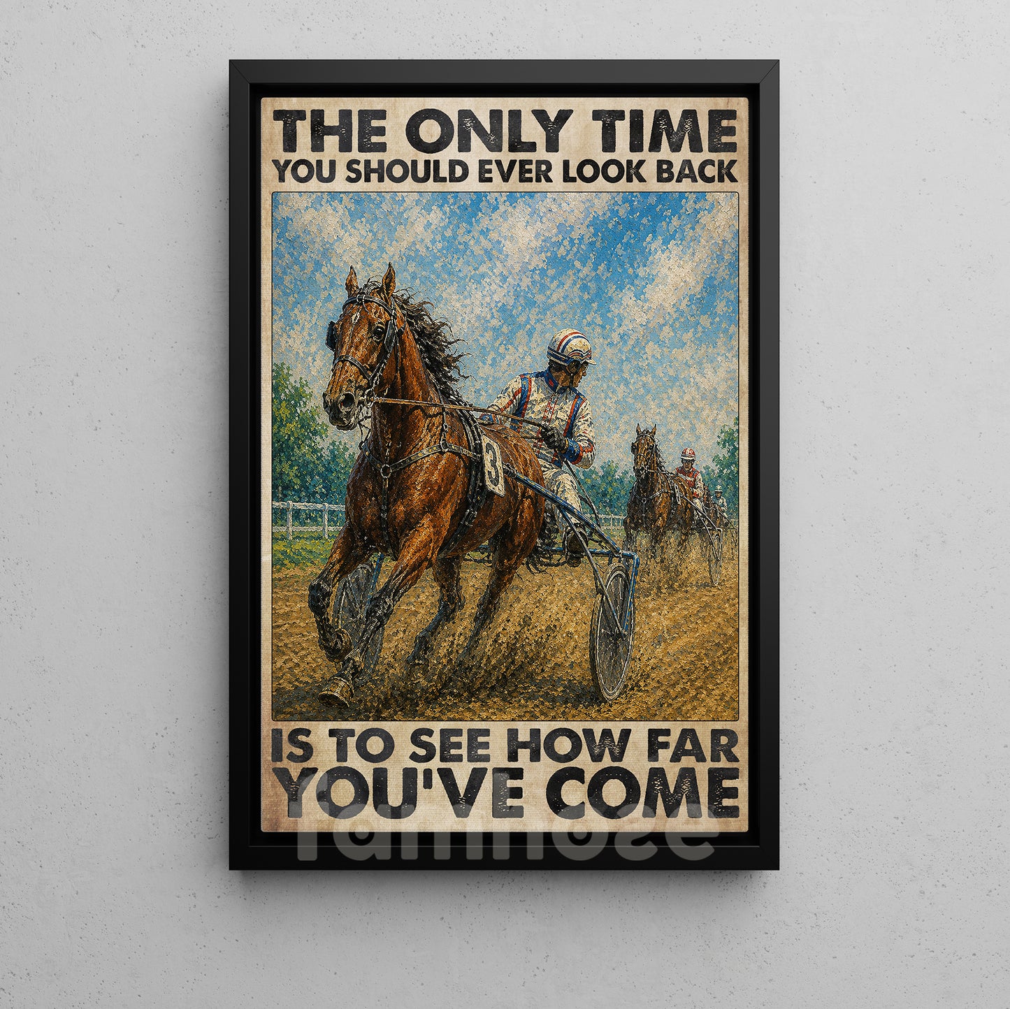 Harness Racing Man Canvas Painting, The Only Time You Should Ever Look Back Wall Art Decor, Poster Gift For Harness Racers