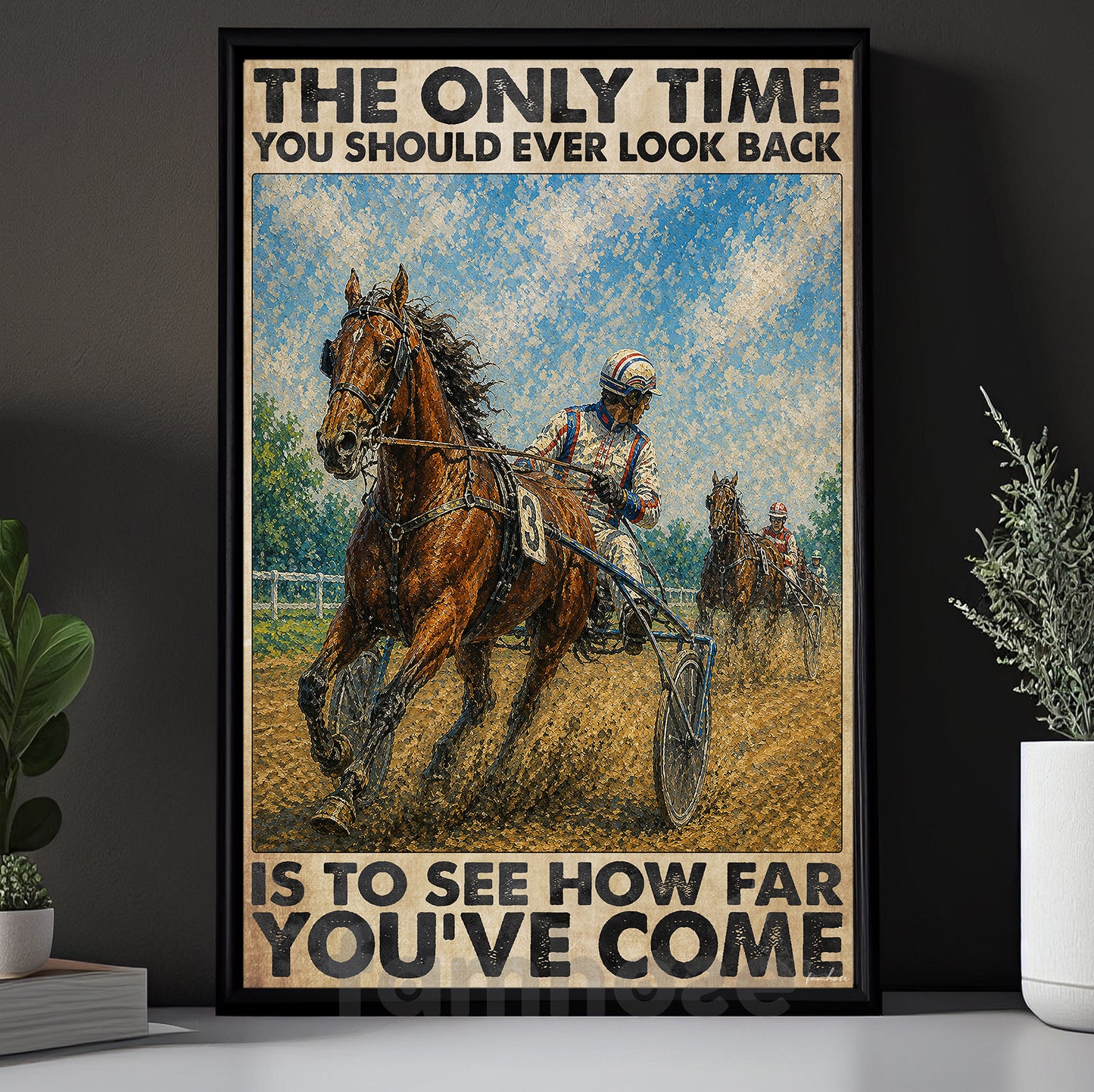 Harness Racing Man Canvas Painting, The Only Time You Should Ever Look Back Wall Art Decor, Poster Gift For Harness Racers